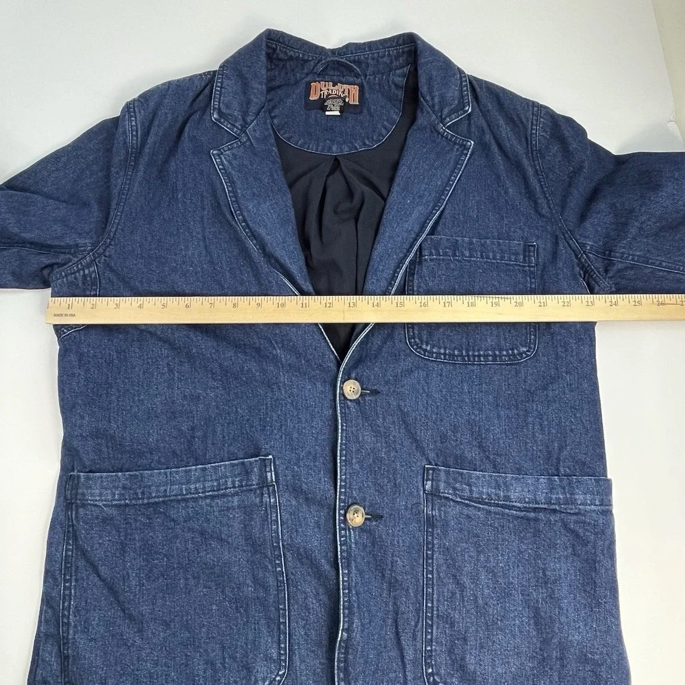 Vintage Duluth Trading Co. Denim Barn Coat Blazer Chore Coat Size Large Blue